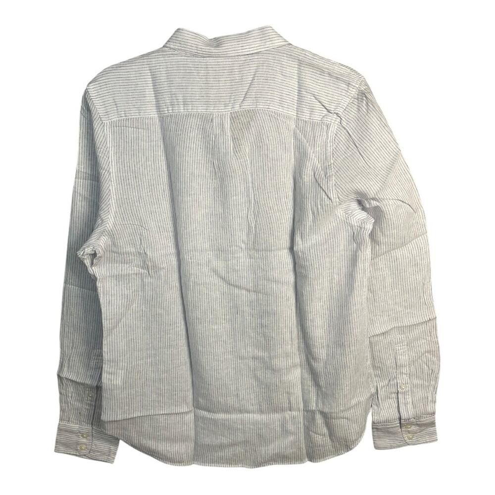 UNTUCKit Women's Button Up Long Sleeve Pin Stripe Shirt Linen Tencel Blend 8 NWT - Picture 5 of 9